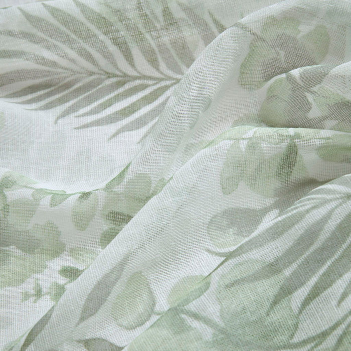 Botanical Printed Texture Sheer Window Pair - Green