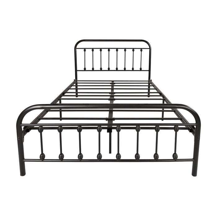 Full Metal Platform Bed Frame With Headboard / Strong Slat Support / No Box Spring Needed / Easy Assembly Black