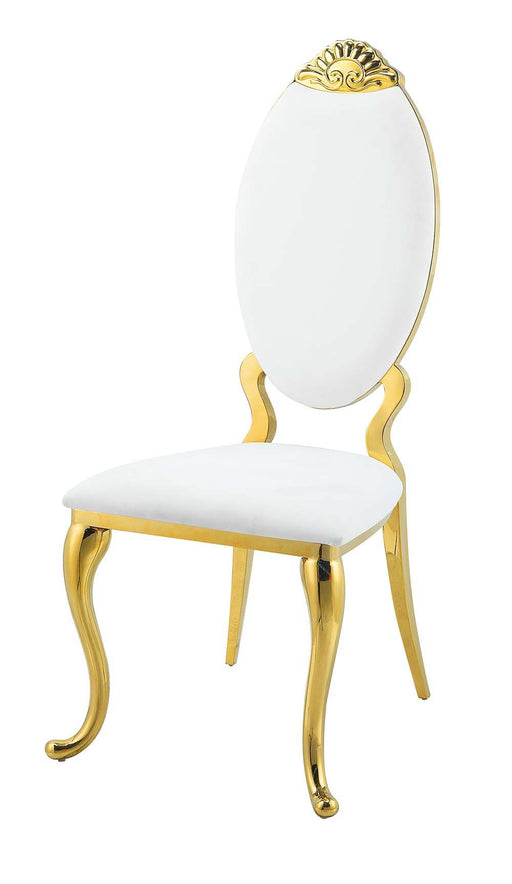 Fallon - Side Chair (Set of 2) - White PU & Mirroed Gold Finish Unique Piece Furniture