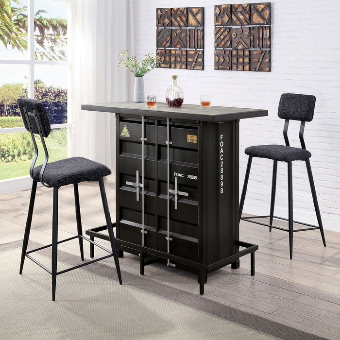 Dicarda - Bar Height Table With LED Light - Black / Distressed Dark Oak Unique Piece Furniture