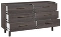 Brymont - Dark Gray - Six Drawer Dresser - Sleek Unique Piece Furniture