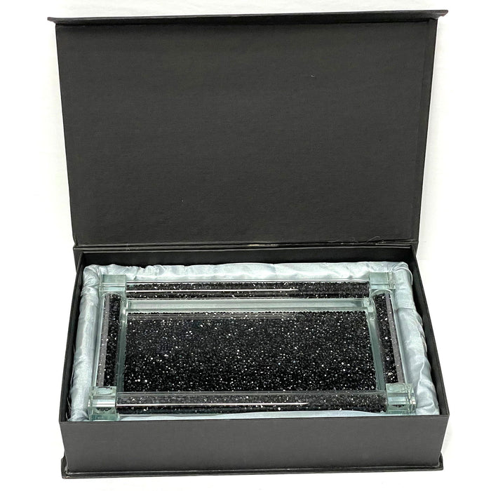 Ambrose Exquisite Large Glass Tray In Gift Box - Black