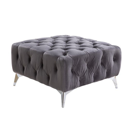 Wugtyx - Ottoman - Dark Gray Velvet - 18" Unique Piece Furniture