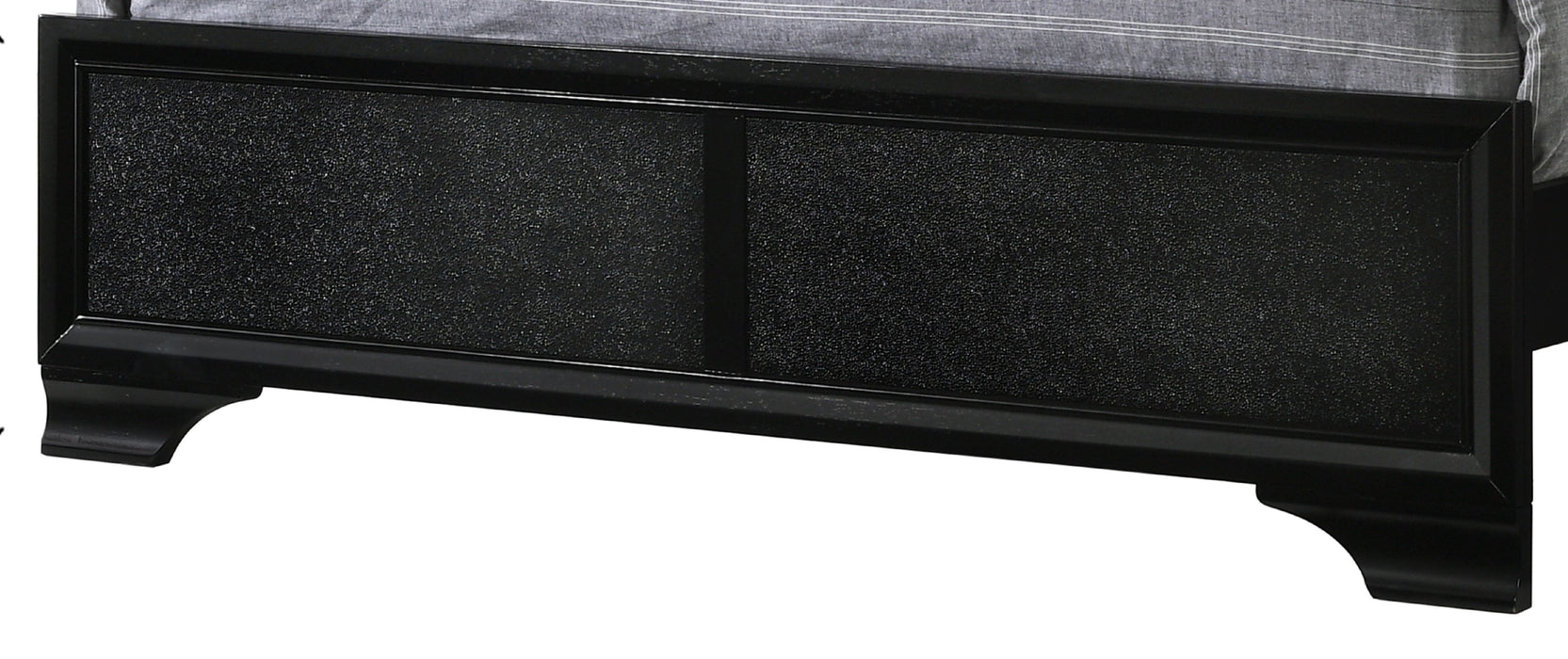 Modern Black Finish Upholstered 1 Piece Full Size Led Panel Bed Faux Diamond Tufted Bedroom Furniture