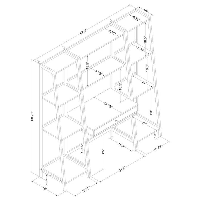 Pinckard - 3 Piece Ladder Desk Set - Gray Stone And Black Unique Piece Furniture