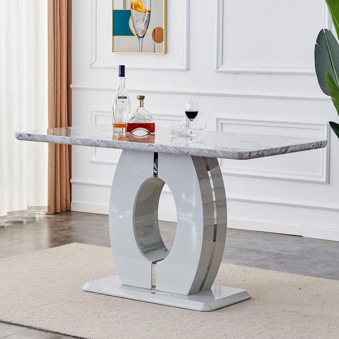 Modern Simple And Luxurious Grey Imitation Marble Grain Dining Table Rectangular Office Table, Computer Table