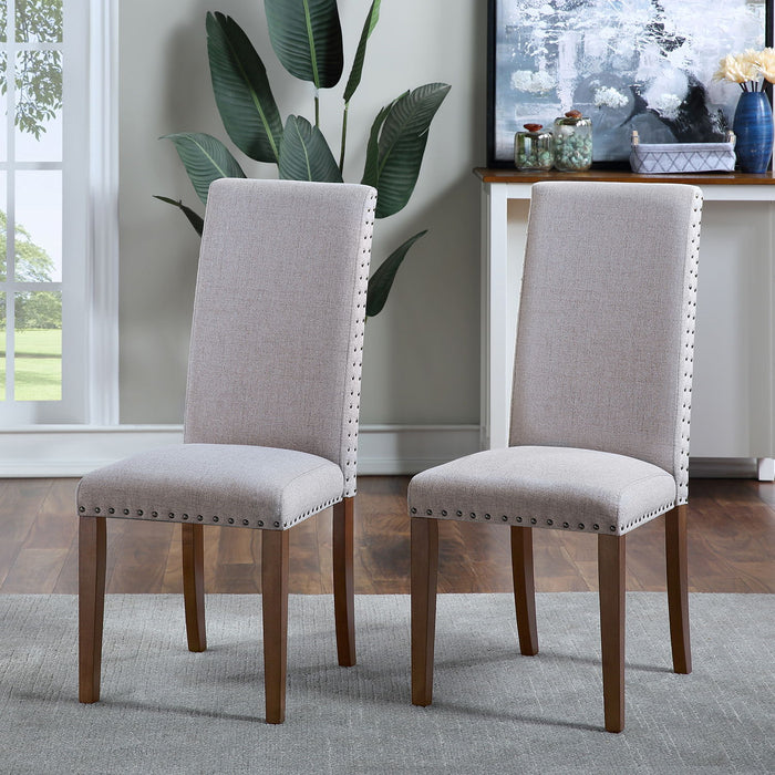 Orisfur. Upholstered Dining Chairs Dining Chairs (Set of 2) Fabric Dining Chairs With Copper Nails - Gray