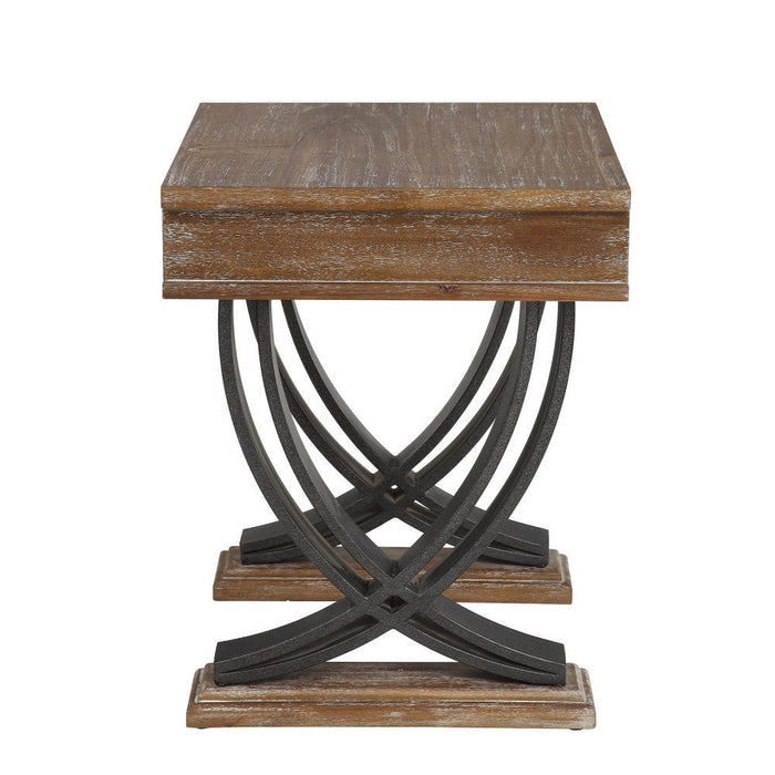 Pellio - End Table - Antique Oak & Black Unique Piece Furniture
