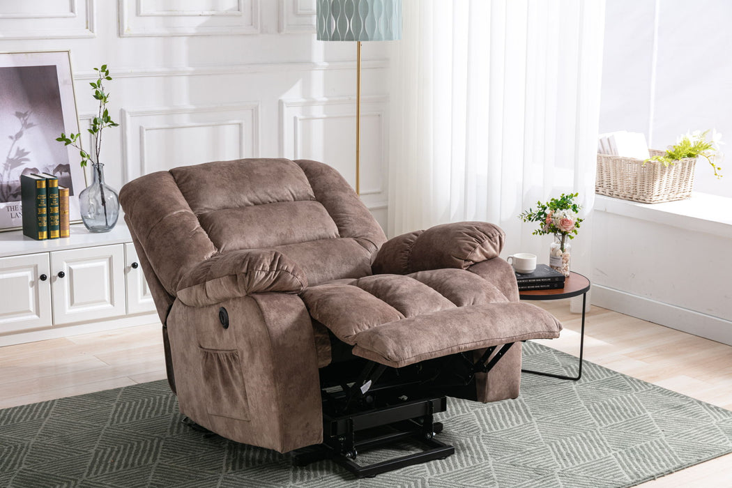 Electric Lift Recliner With Heat Therapy And Massage, Suitable For The Elderly, Heavy Recliner, Modern Padded Arms And Back - Camel