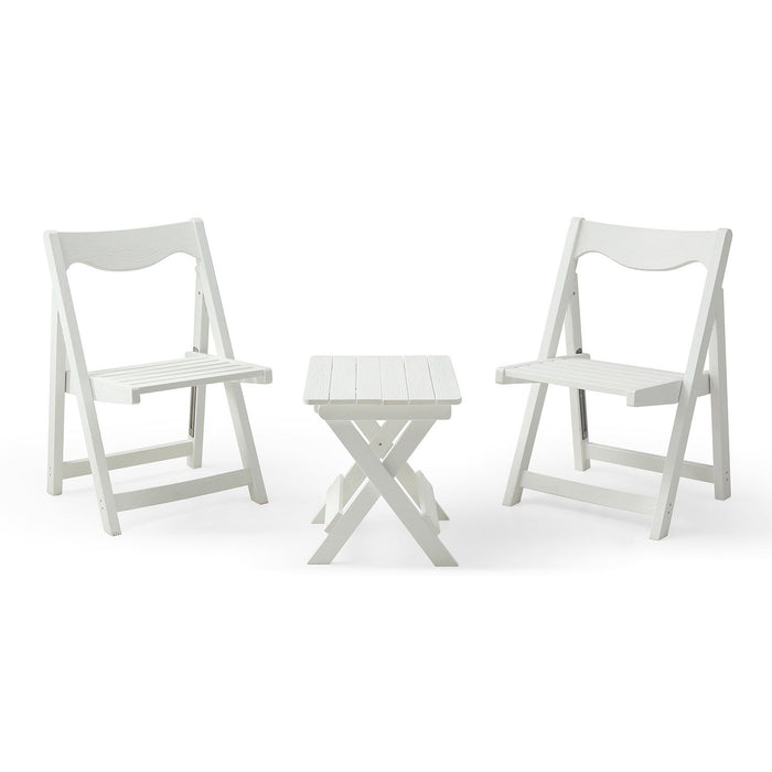 Hips Foldable Small Table And Chair Set With 2 Chairs And Rectangular Table White