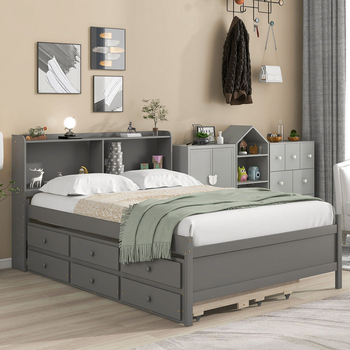 Full Bed With Bookcase - Gray