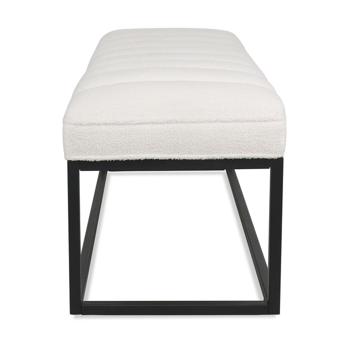 Metal Base Upholstered Bench For Bedroom For Entryway - White