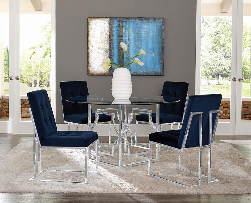 Cisco - Upholstered Dining Chairs (Set of 2) - Ink Blue And Chrome Unique Piece Furniture