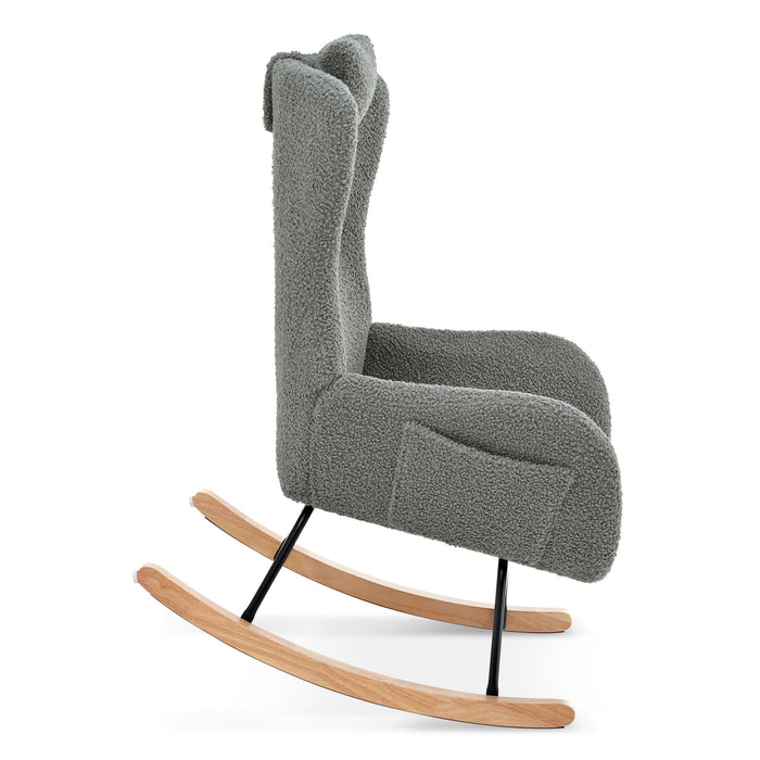 Rocking Chair - With Rubber Leg And Cashmere Fabric, Suitable For Living Room