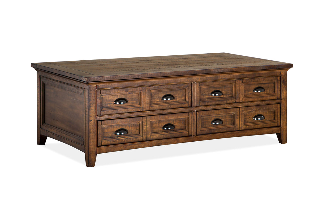 Bay Creek - Lift Top Storage Cocktail Table With Casters - Toasted Nutmeg Unique Piece Furniture