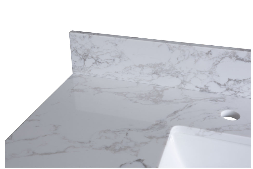Montary 31" Carrara White Engineered Stone Vanity Top Backsplash