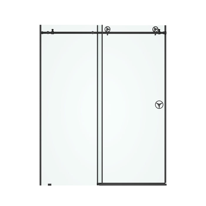 60" W X 76" Hsliding Frameless Shower Door In Matte Black With Clear Glass