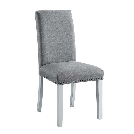 Lanton - Side Chair (Set of 2) - Gray Linen & Antique White Finish Unique Piece Furniture