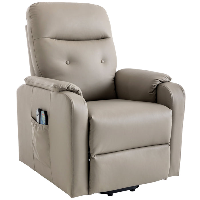 Massage Recliner Chair Electric Power Lift Chairs With Side Pocket, Adjustable Massage And Heating Function For Adults And Seniors, Olive Gray
