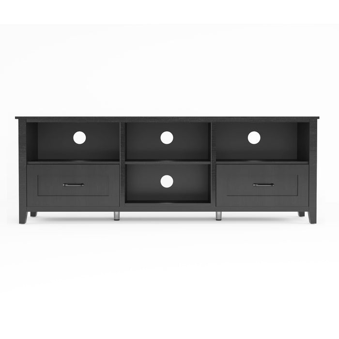 70.08" Length Black TV Stand For Living Room And Bedroom, With 2 Drawers And 4 High - Capacity Storage Compartment.