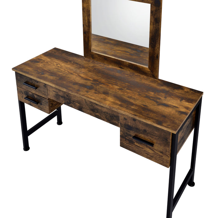 Juvanth - Vanity Desk - Rustic Oak & Black Finish Unique Piece Furniture