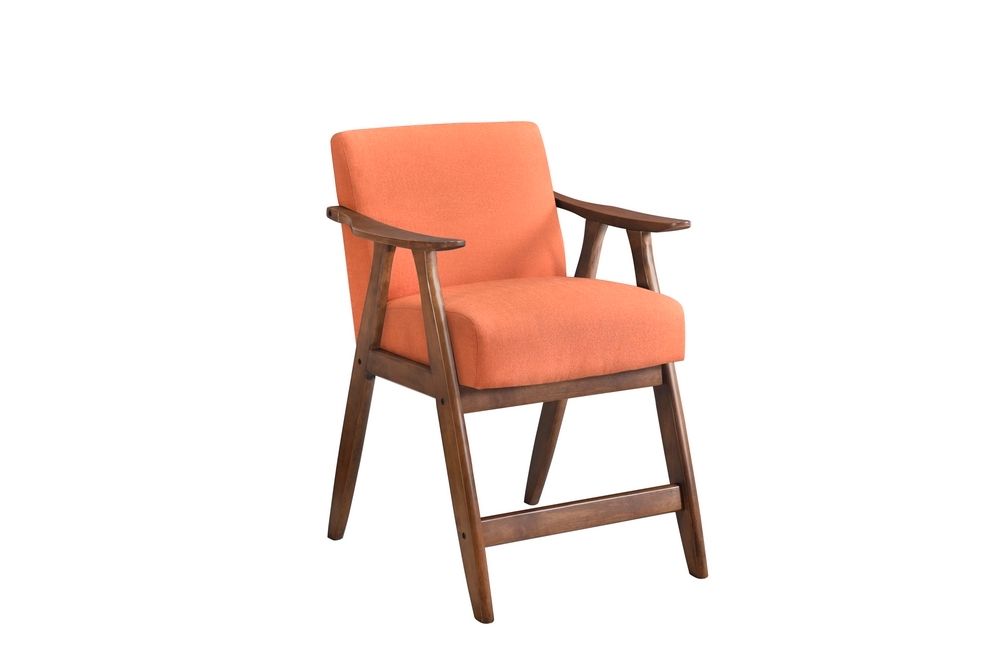 Contemporary Design 1 Piece Counter Height Chair Stylish Durable Wooden Orange Color Fabric Upholstery Cushioned Seat Backrest Home Furniture