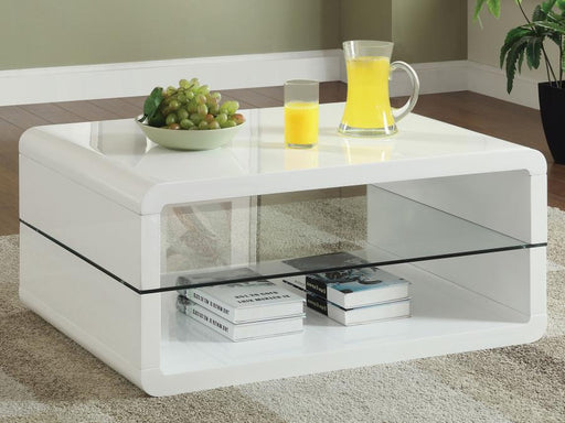 Elana - Rectangle 2-Shelf - Coffee Table - Glossy White Unique Piece Furniture