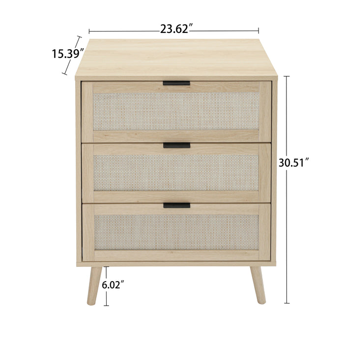3 Drawer Cabinet, Suitable For Bedroom, Living Room, Study - Burly Wood