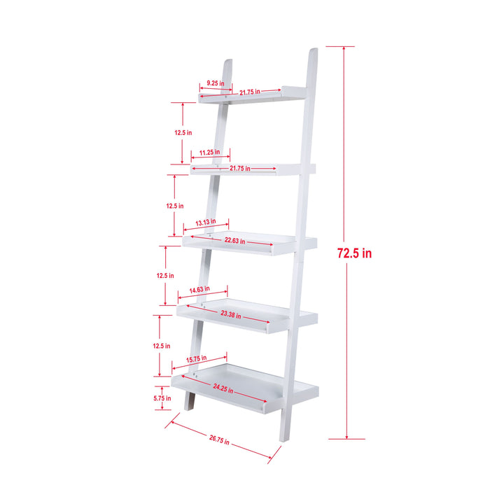 5 - Tier Ladder Shelf - White