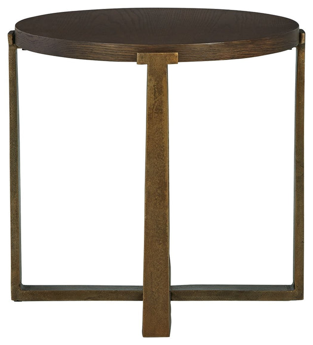 Balintmore - Brown / Gold Finish - Round End Table Unique Piece Furniture