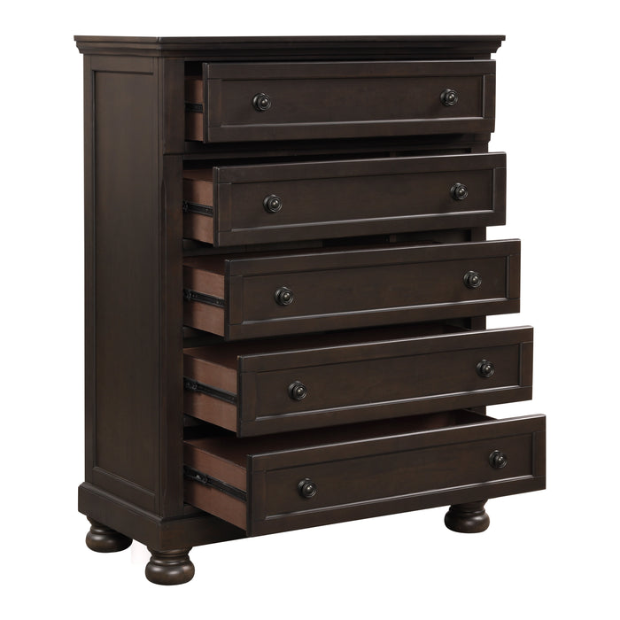 Traditional Design Bedroom Furniture 1 Piece Chest Of 5 Drawers Grayish Brown Finish Wooden Furniture