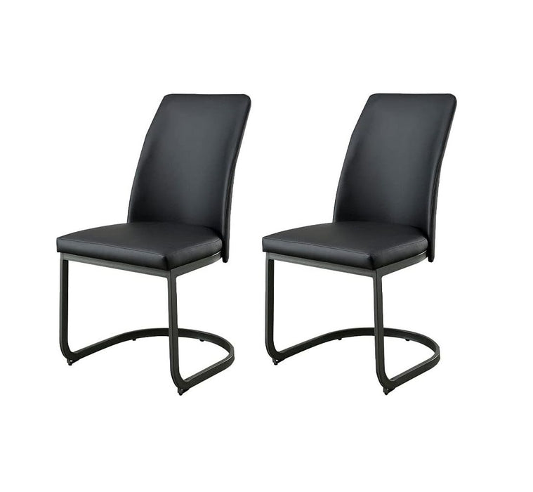 Contemporary Dark Gray (Set of 2) Side Chairs Kitchen Dining Room Metal U-Shaped Base Leatherette Padded Cushions Parsons Style Chair