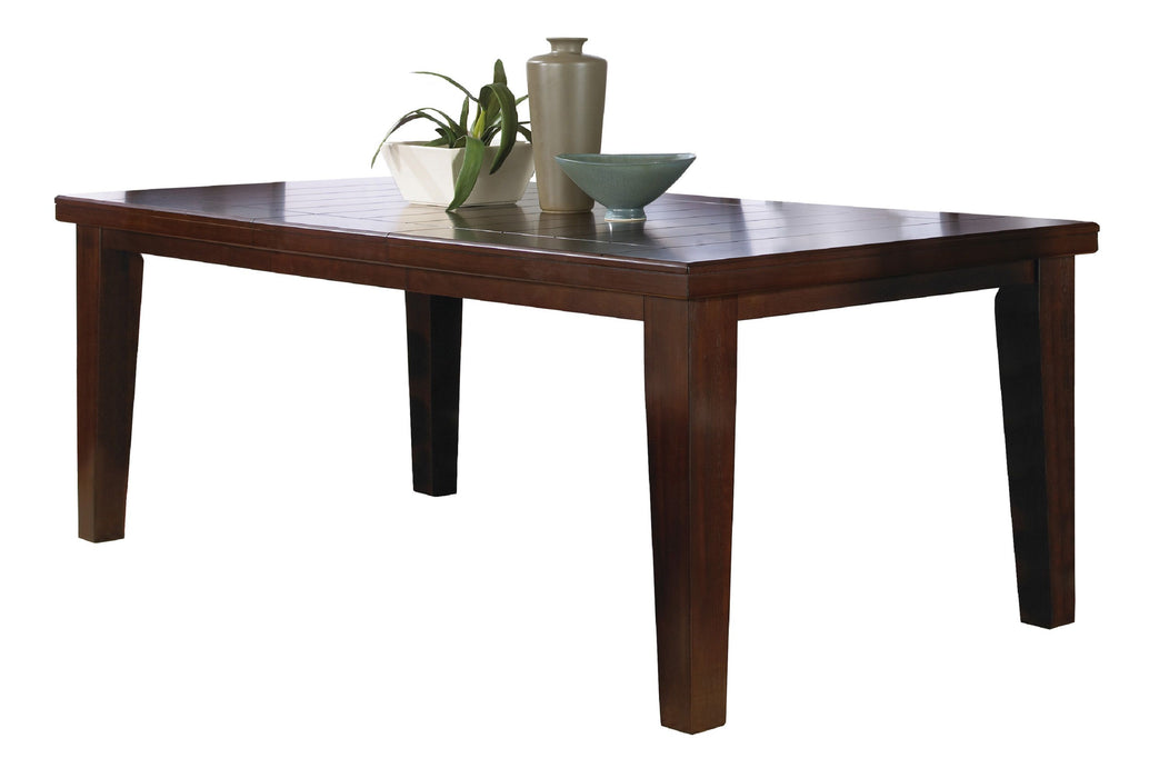 1 Piece Contemporary Style Dining Rectangular Table With18" Leaf Tapered Block Feet Brown Wood Finish Dining Room Solid Wood Wooden Furniture