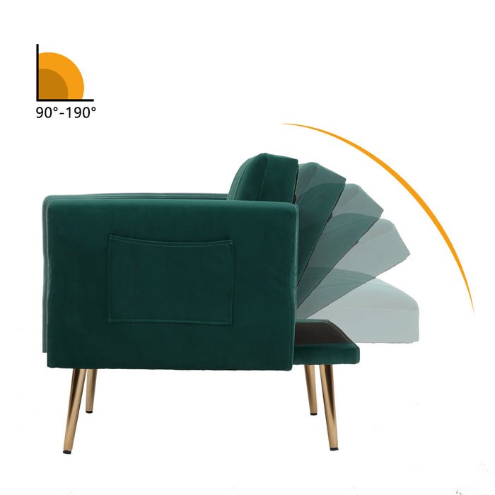 Accent Chair With Ottoman Set, Velvet Accent Chair With Gold Legs, Upholstered Single Sofa For Bedroom