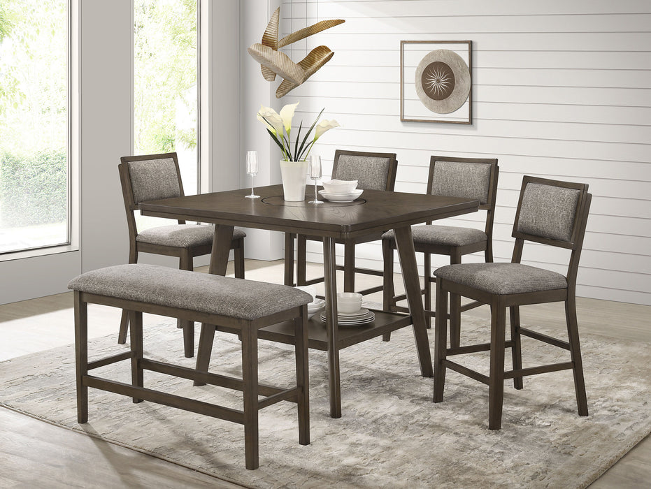 2 Piece Transitional Counter Height Dining Side Chairs With Upholstered Seat Back Dark Brown Gray Finish Dining Room Wooden Furniture