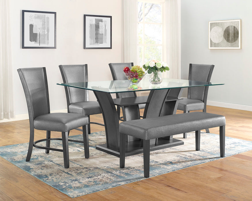 2 Piece Contemporary Glam Upholstered Dining Side Chair Padded Plush Gray Fabric Upholstery Rich Black Color Wooden Furniture