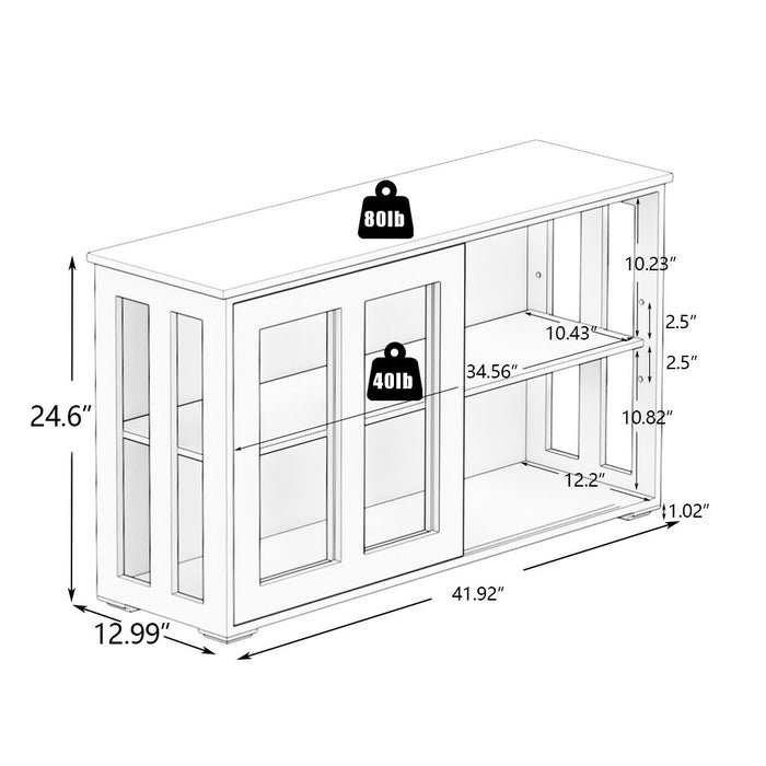 Kitchen Storage Stand Cupboard With Glass Door White