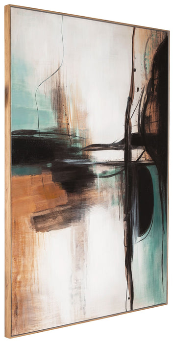 Brunonia - Teal / Orange / Black - Wall Art Unique Piece Furniture