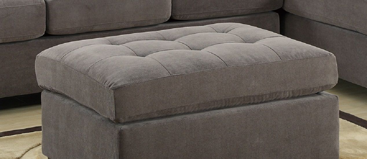 Cocktail Ottoman Waffle Suede Fabric Charcoal Color Tufted Seats Ottomans Hardwoods