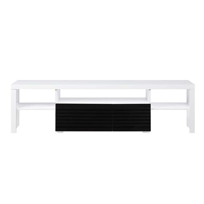 Buck II - TV Stand - White & Black High Gloss Finish Unique Piece Furniture