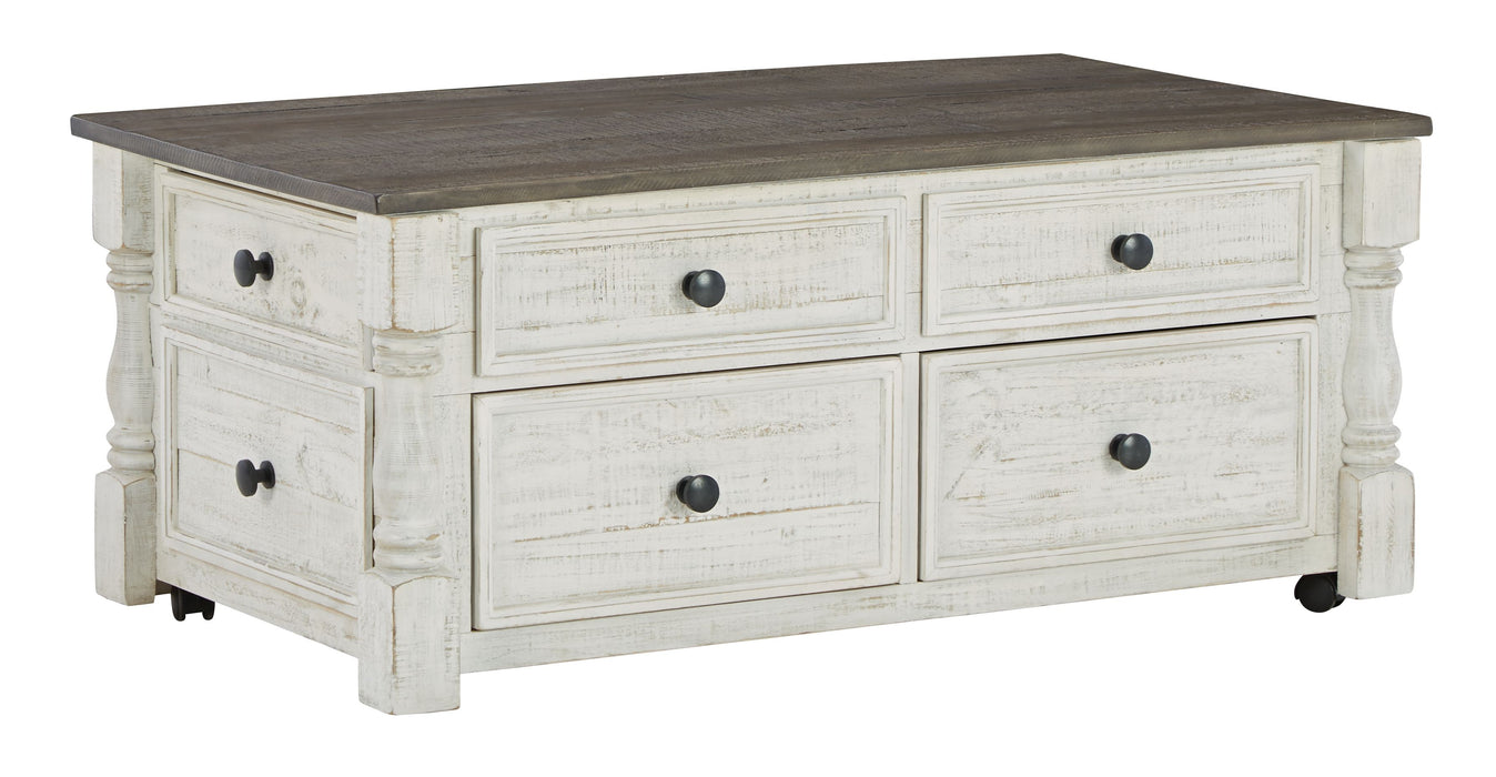 Havalance - White / Gray - Lift Top Cocktail Table With Storage Drawers Unique Piece Furniture