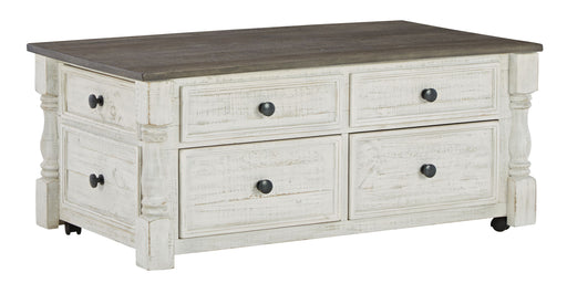 Havalance - White / Gray - Lift Top Cocktail Table With Storage Drawers Unique Piece Furniture