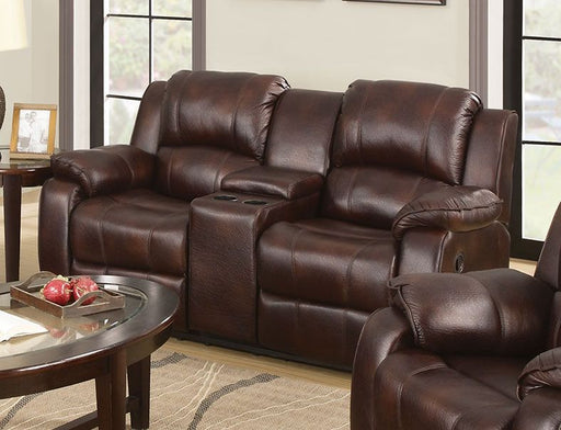 Zanthe - Motion Loveseat With Console - Brown Polished Microfiber Unique Piece Furniture