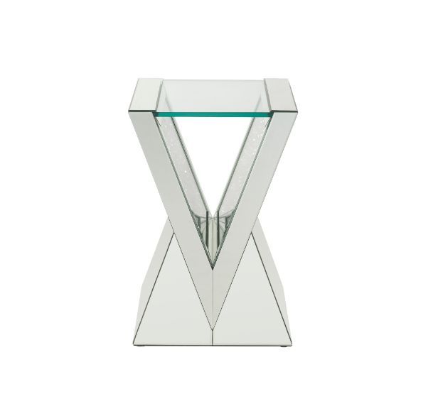 Noralie - End Table - Clear Glass, Mirrored & Faux Diamonds Unique Piece Furniture