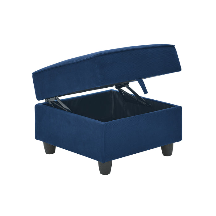Ottoman Of Module Sofa, Navy Blue Corduroy Velvet, Spring Pack Cushions