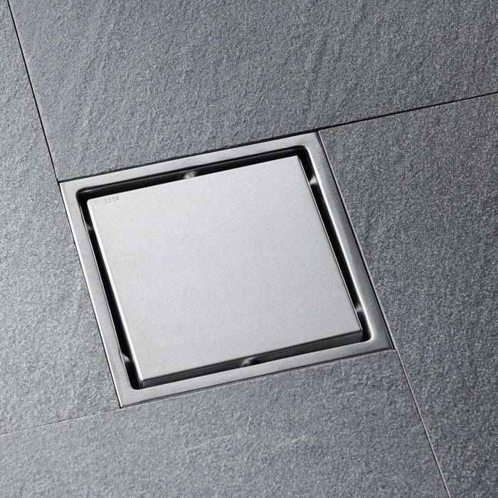 Square Shower Floor Drain - Brushed Nickel
