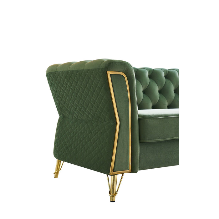 Modern Tufted Velvet Sofa For Living Room Mint Green Color