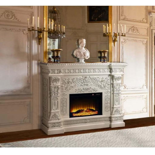 Zabrina - Fireplace - Antique White Finish Unique Piece Furniture