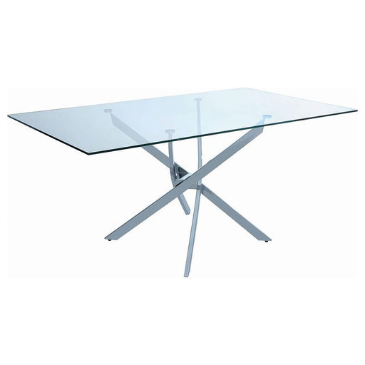 Carmelo - X-Shaped Dining Table - Chrome And Clear Unique Piece Furniture
