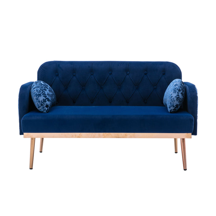 Coolmore Velvet Sofa, Accent Sofa Loveseat Sofa With Metal Feet - Deep Blue